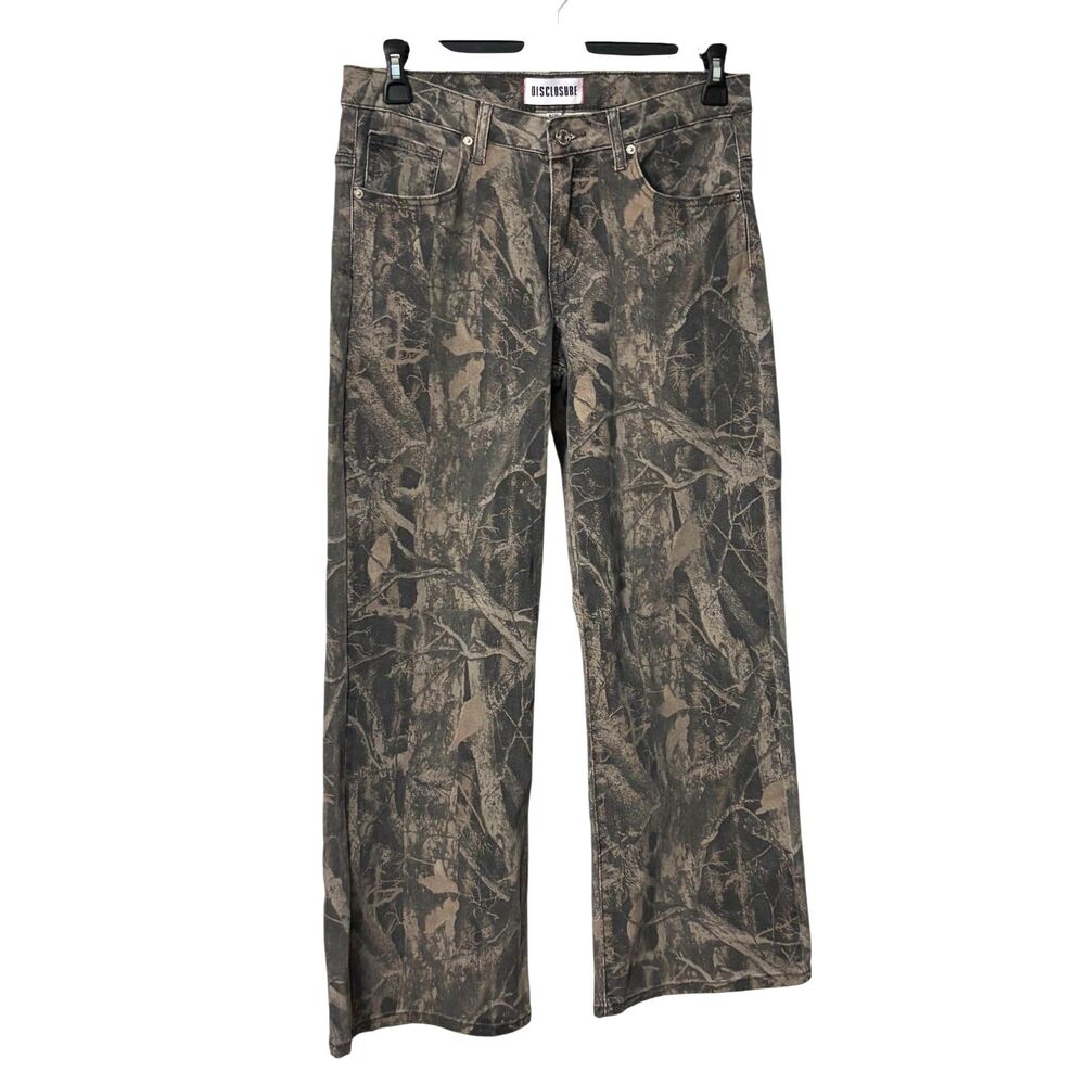 Disclosure Tree Camo Wide Leg Jeans Women's 9/29 Y2K Woodland Camouflage Pants